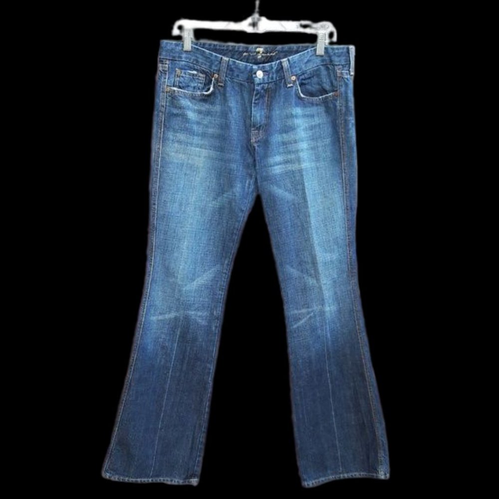 32x33    7 For All Mankind Jeans A Pocket Flare Dark Wash